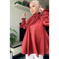 Adior Blouse Kembang Oversize - BOMBA Red Brown